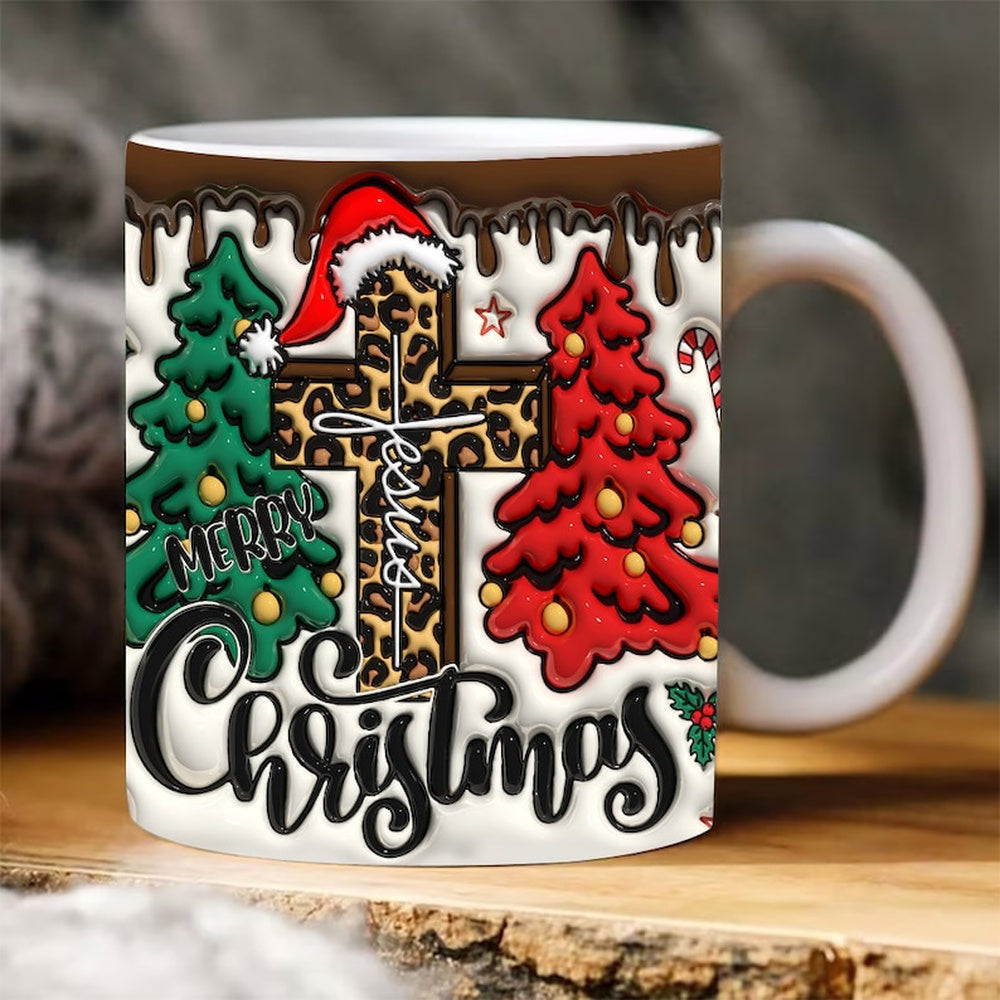 Christmas 3D Mug, 3D Jesus Merry Christmas Inflated Mug, 3D, Santa Mug, Gift For Christmas