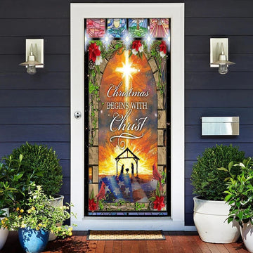 Christmas Begins With Christ Door Cover, Front Door Christmas Cover, Christian Door Decor, Door Christian Church, Christian Door Plaques