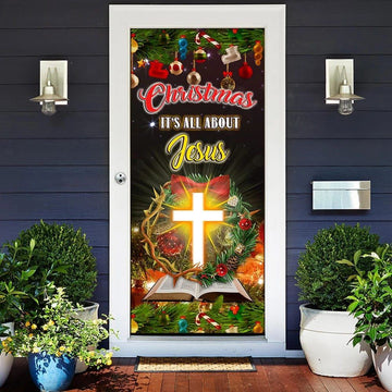 Christmas It���s All About Jesus Door Cover, Jesus Christmas Decor, Christian Door Decor, Door Christian Church, Christian Door Plaques