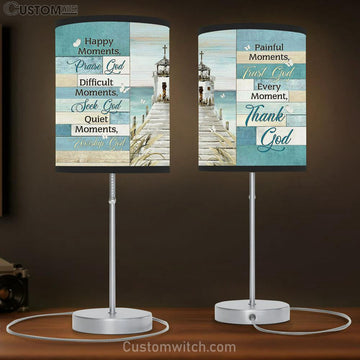 Church By The River White Butterfly Every Moment Thank God Table Lamp Gift - Bible Verse Table Lamp - Religious Bedroom Decor