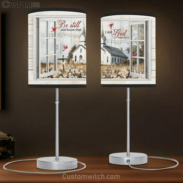 Church Dandelion Field Red Cardinal Be Still And Know That I Am God Table Lamp Gift - Bible Verse Table Lamp - Religious Bedroom Decor
