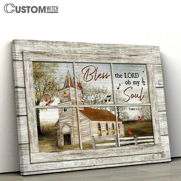 Church Red Cardinals Bless The Lord Canvas Wall Art - Bible Verse Canvas - Religious Prints