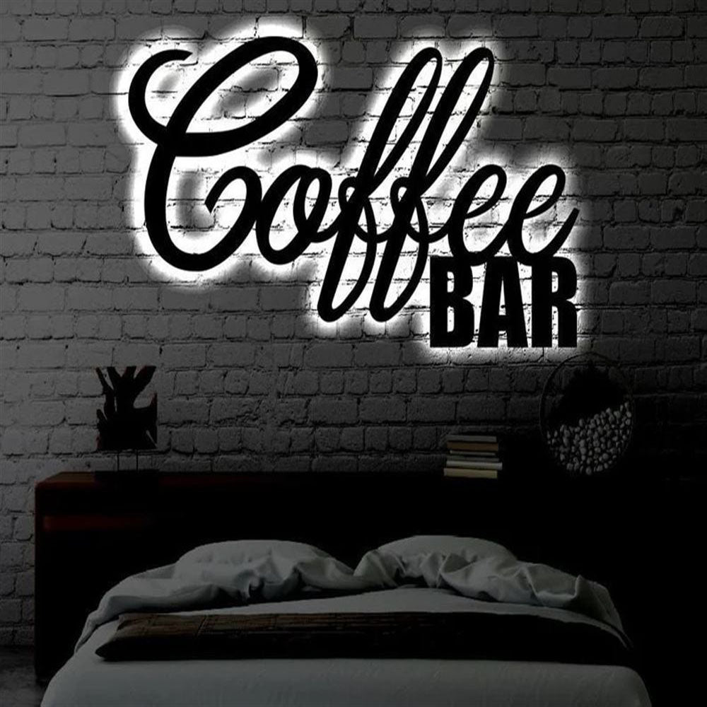 Coffee Bar Metal Art Sign, Light Up Coffee Metal Sign, Anniversary Gift, Home Decor Sign, Outdoor Sign, Wall Hanging Art