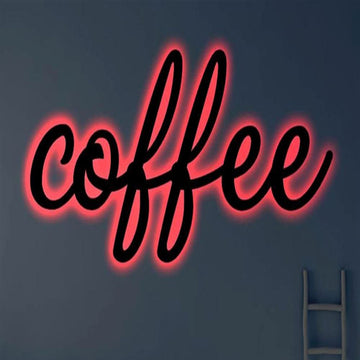 Coffee Script Metal Art Sign, Light Up Coffee Metal Sign, Anniversary Gift, Home Decor Sign, Outdoor Sign, Wall Hanging Art