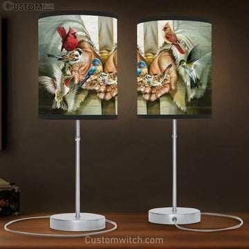 Colorful Bird, Eastern Bluebird, Hummingbird, Cardinal, Walking With Jesus Table Lamp