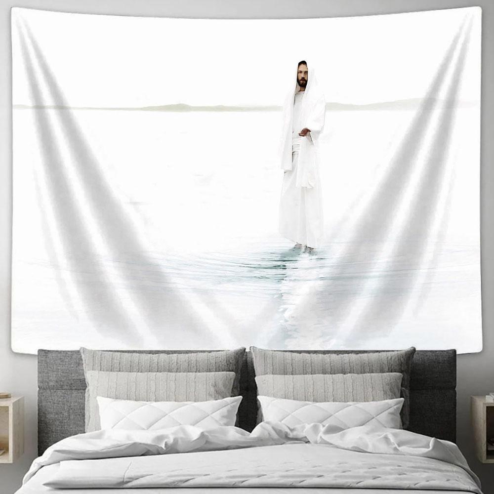 Come And See Blue Tapestry Wall Art - Jesus Tapestry Pictures - Jesus Tapestry - Christian Wall Art - Jesus Wall Decor