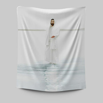 Come And See Blue White Jesus Tapestry - Christian Wall Art - Jesus Wall Decor