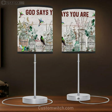 Cotton Flower, Vintage Garden, Hummingbird, God Says You Are Unique Table Lamp