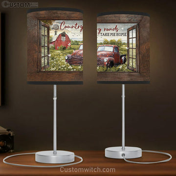 Country Roads Take Me Home Ladybug Car Dandelion Garden Table Lamp Prints - Religious Table Lamp Art - Christian Home Decor