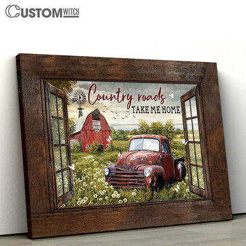 Country Roads Take Me Home Ladybug Car Dandelion Garden Canvas Prints - Religious Canvas Art - Christian Home Decor