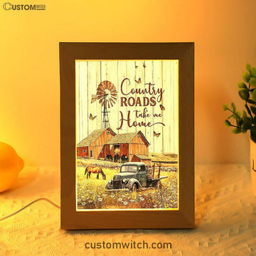 Country Roads Take Me Home Ladybug Car Horse Frame Lamp Art - Christian Frame Lamp - Gift For Horse Lover