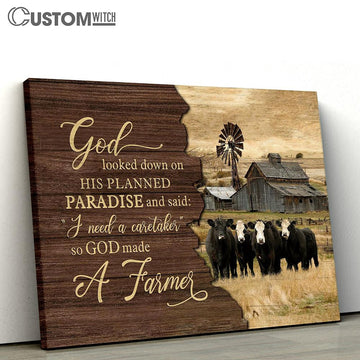 Cow Green Meadow God Looked Down On His Planned Paradise Large Canvas - Christian Wall Art - Bible Verse Canvas Art