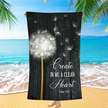 Create In Me A Clean Heart Psalm 5110 Beach Towel - Christian Beach Towel - Religious Beach Towel