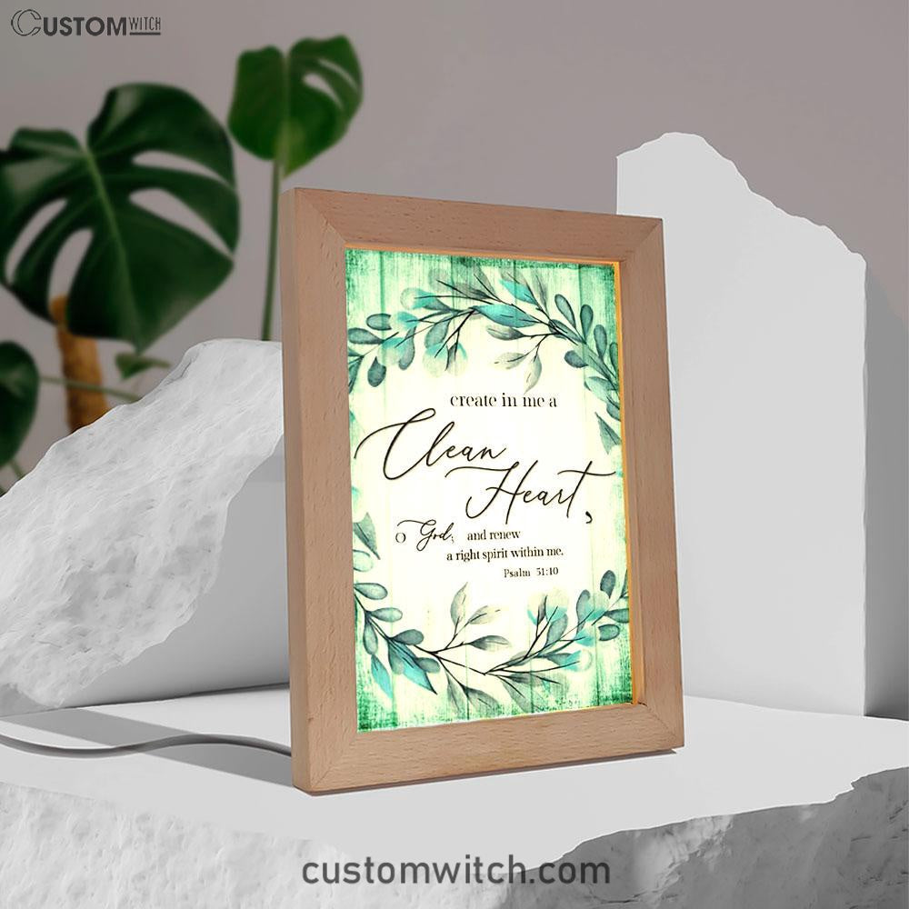 Create In Me A Clean Heart Psalm 5110 Dandelion Frame Lamp Art - Christian Night Light - Religious Decor