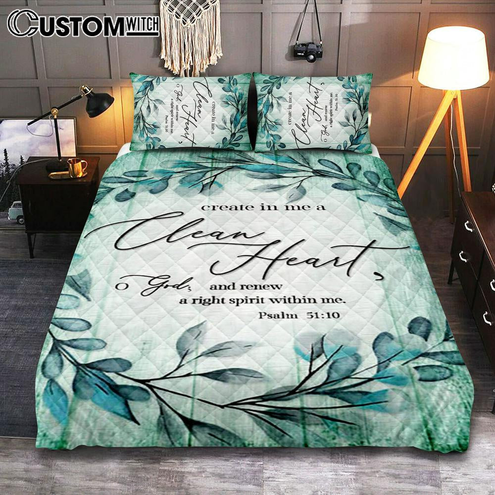 Create In Me A Clean Heart Psalm 5110 Dandelion Quilt Bedding Set Bedroom - Christian Quilt Bedding Set Prints - Religious Cover Twin Bedding Decor