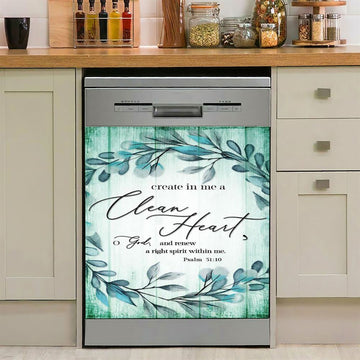Create In Me A Clean Heart Psalm 5110 Dishwasher Cover, Christian Dishwasher Magnet Cover, Religious Kitchen Decor