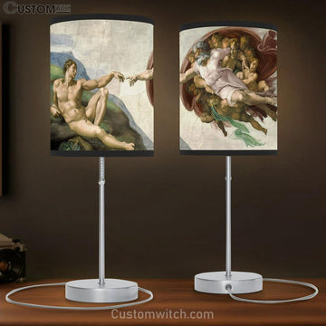 Creation Adam Painting Table Lamp Pictures - Faith Art - Christian Table Lamp Gift Decor
