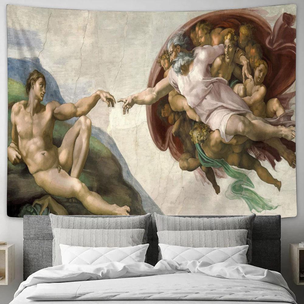 Creation Adam Painting Tapestry Pictures - Faith Art - Christian Tapestry Wall Art Decor