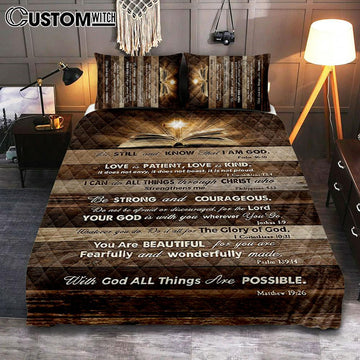 Cross Bible Verses - Be Still &amp; Know That I Am God Quilt Bedding Set Art - Bible Verse Bedroom