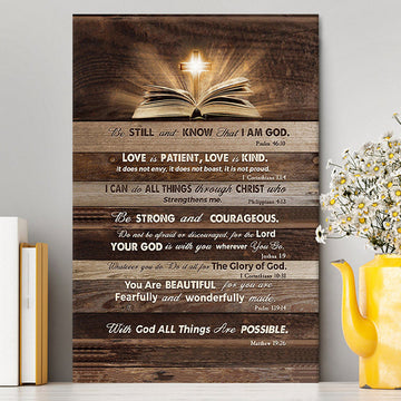 Cross Bible Verses - Be Still &amp; Know That I Am God Canvas Art - Bible Verse Wall Art - Christian Inspirational Wall Decor