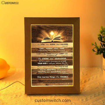 Cross Bible Verses - Be Still &amp; Know That I Am God Frame Lamp Art - Bible Verse Art - Christian Inspirational Decor