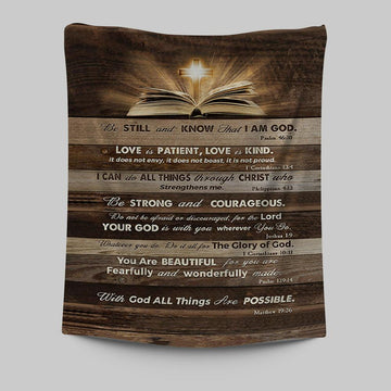Cross Bible Verses - Be Still &amp; Know That I Am God Tapestry Art - Bible Verse Wall Art - Christian Inspirational Wall Decor