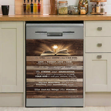 Cross Bible Verses Word Of God Dishwasher Cover, The Sword Of The Spirit Dishwasher Magnet Cover, Christian Kitchen Decor