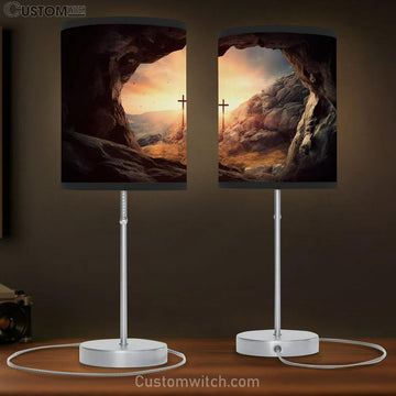Cross Cave With Sunset Table Lamp Pictures - Faith Art - Christian Table Lamp Gift Decor