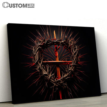 Cross Crown Thorns Jesus Christ Canvas Pictures - Faith Art - Christian Canvas Wall Art Decor