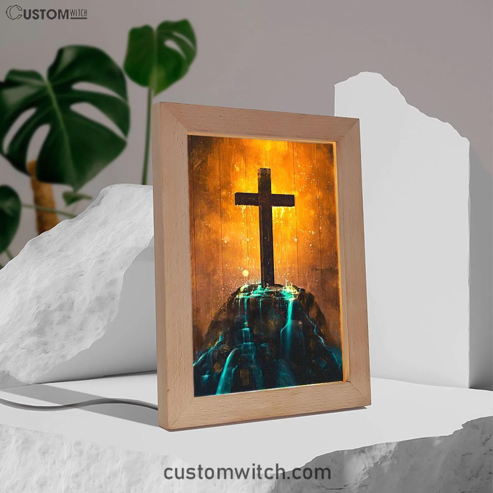 Cross Frame Lamp Art - Christian Frame Lamp - Religious Gifts Night Light