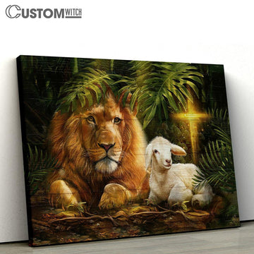 Cross Lion Of Judah Lamb Of God Canvas Wall Art - Bible Verse Canvas - Religious Prints