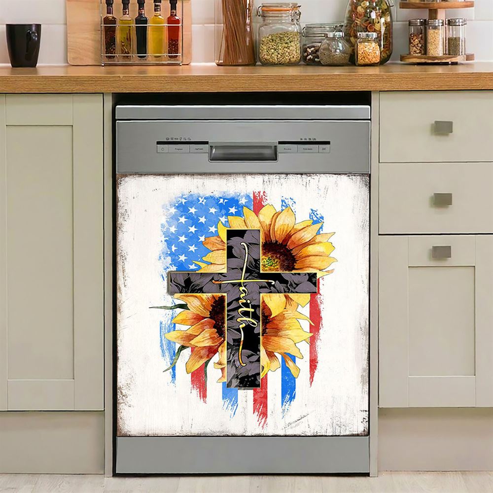 Cross My Chains Are Gone I&#39;Ve Been Set Free My God Dishwasher Cover, Christian Dishwasher Magnet Cover, Religious Kitchen Decor