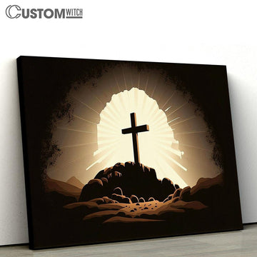 Cross With Empty Tomb Resurrection Jesus Christ Canvas Pictures - Faith Art - Christian Canvas Wall Art Decor