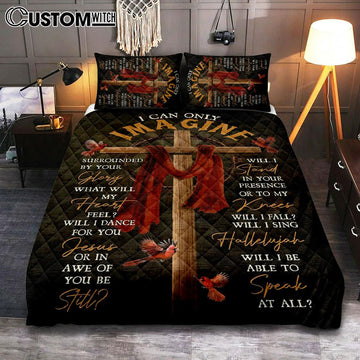 Cross With Red Cloth I Can Only Imagine Quilt Bedding Set Bedroom - Christian Quilt Bedding Set Prints - Religious Cover Twin Bedding Decor