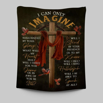 Cross With Red Cloth I Can Only Imagine Tapestry Wall Art - Christian Tapestries Prints - Religious Wall Decor