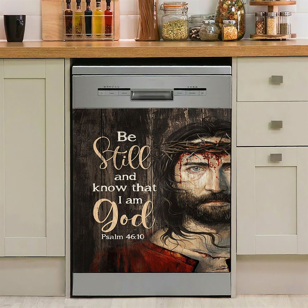 Crown Of Thorn Dishwasher Cover, Be Still And Know That I Am God Dishwasher Magnet Cover, Christian Kitchen Decor