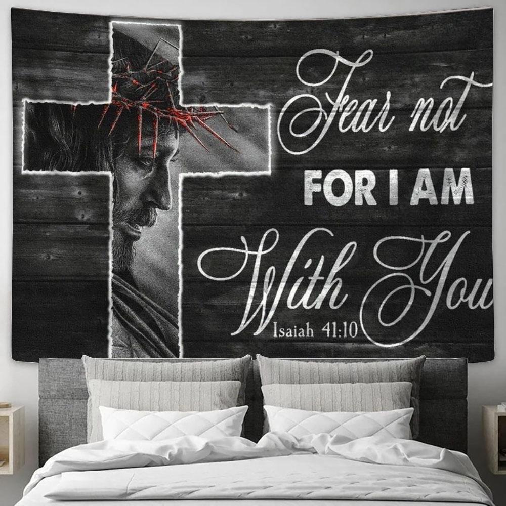 Crown Of Thorn, Jesus Cross, Fear Not For I Am With You Tapestry, Tapestries for Living Room Bedroom