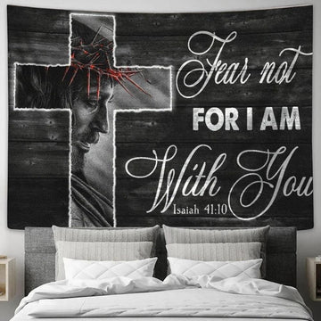 Crown Of Thorn, Jesus Cross, Fear Not For I Am With You Tapestry, Tapestries for Living Room Bedroom