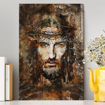 Crown Of Thorns Jesus Face Canvas Art - Bible Verse Wall Art - Christian Inspirational Wall Decor