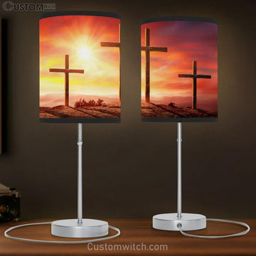 Crucifixion Jesus Christ Sunset Table Lamp Pictures - Faith Art - Christian Table Lamp Gift Decor