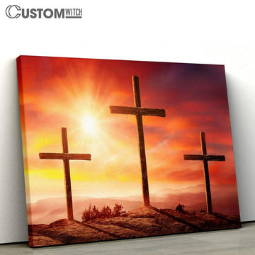 Crucifixion Jesus Christ Sunset Canvas Pictures - Faith Art - Christian Canvas Wall Art Decor