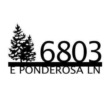 Custom Address Metal Sign With Tree For Rock Or Wall