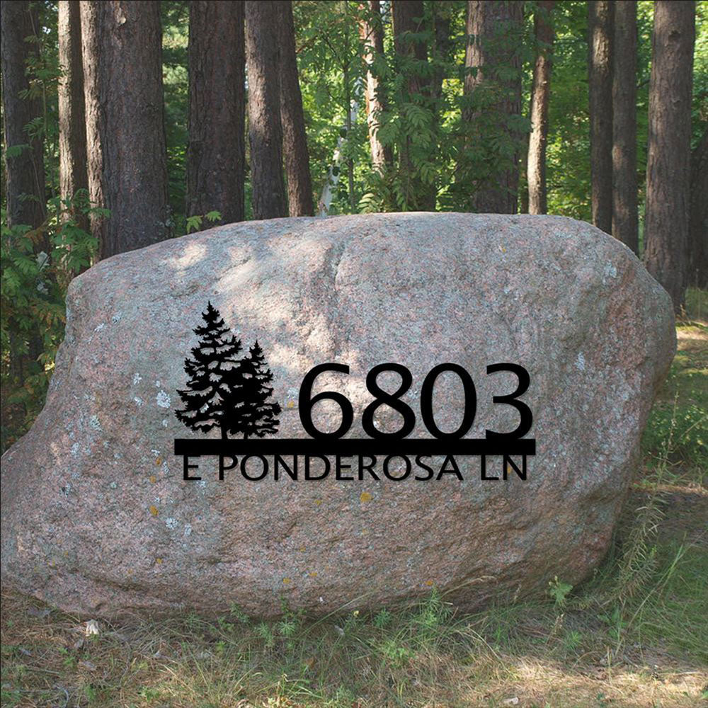 Custom Address Metal Sign With Tree For Rock Or Wall