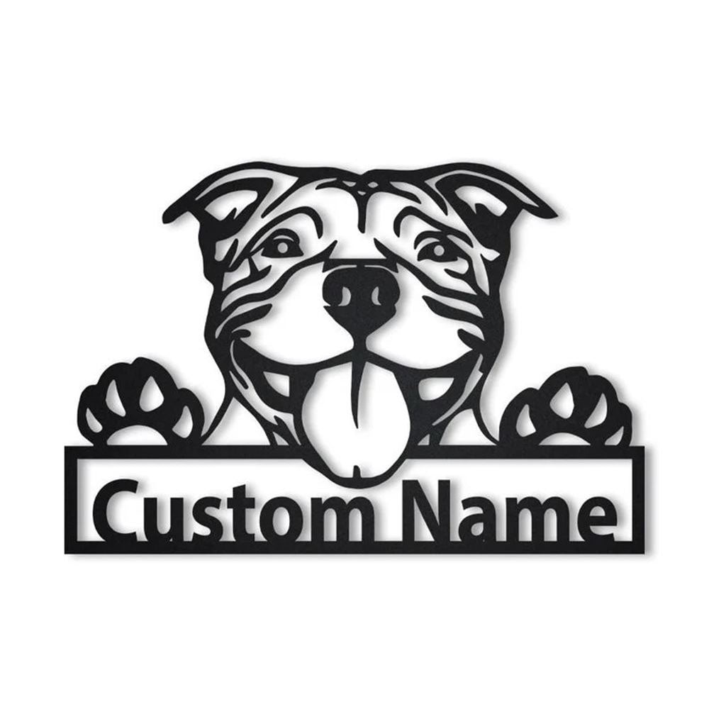 Custom American Pit Bull Dog Metal Sign, Led Lights American Pit Bull Dog Sign, Dog Lover Gift, Dog Wall Sign, Home Decor Sign