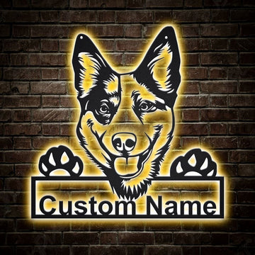 Custom Australian Cattle Dog Metal Sign, Led Lights Australian Cattle Sign, Dog Lover Gift, Dog Wall Sign, Home Decor Sign