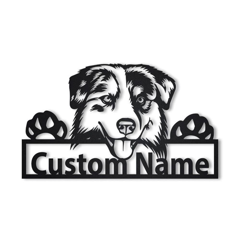 Custom Australian Shepherd Dog Metal Sign, Led Lights Australian Shepherd Metal Sign, Dog Lover Gift, Dog Wall Sign, Home Decor Sign