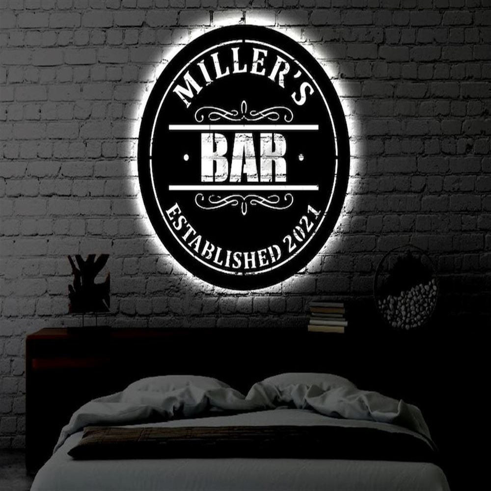 Custom Bar LED Metal Art Sign, Light Up Bar Metal Sign, Anniversary Gift, Home Decor Sign, Outdoor Sign, Wall Hanging Art