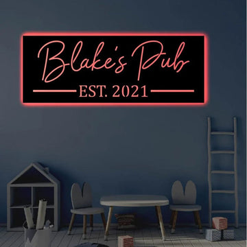 Custom Bar LED Metal Art Sign, Light Up Pub Metal Sign, Anniversary Gift, Home Decor Sign, Outdoor Sign, Wall Hanging Art