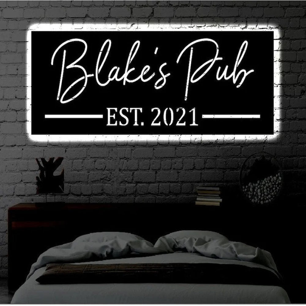 Custom Bar LED Metal Art Sign, Light Up Pub Metal Sign, Anniversary Gift, Home Decor Sign, Outdoor Sign, Wall Hanging Art