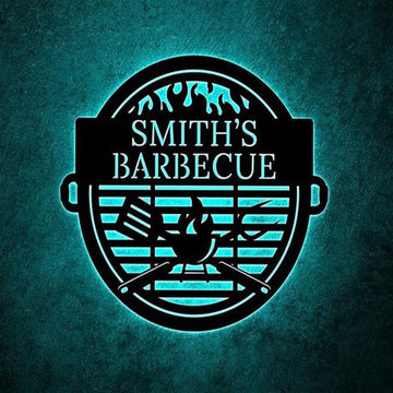 Custom Barbeque Metal Sign, Led Light Grill &amp; Chill Sign, BBQ Signs, Anniversary Gift, Home Decor Sign, Outdoor Sign, Wall Hanging Art